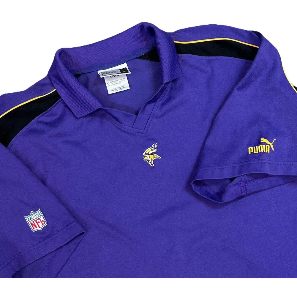 Puma Polo Shirt Men's Large Purple Minnesota Vikings NFL Team Apparel Golf
